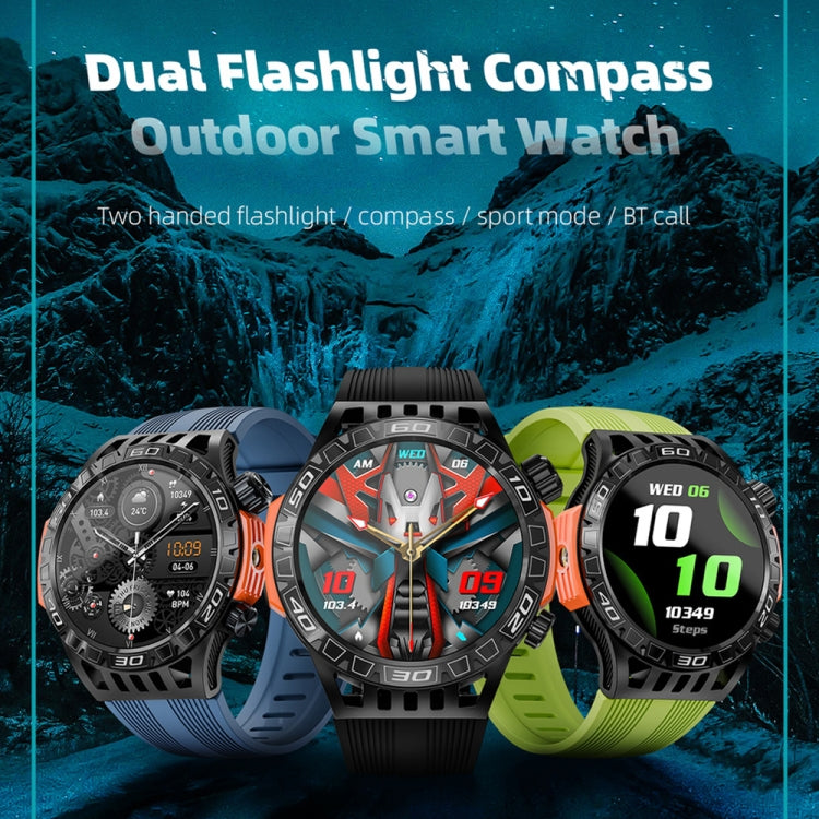 LOKMAT ZEUS6 PRO 1.46-Inch IP68 Waterproof SOS Flashlight Bluetooth Smart Watch(Blue) - free shipping - PMC TechLife - Order now!
