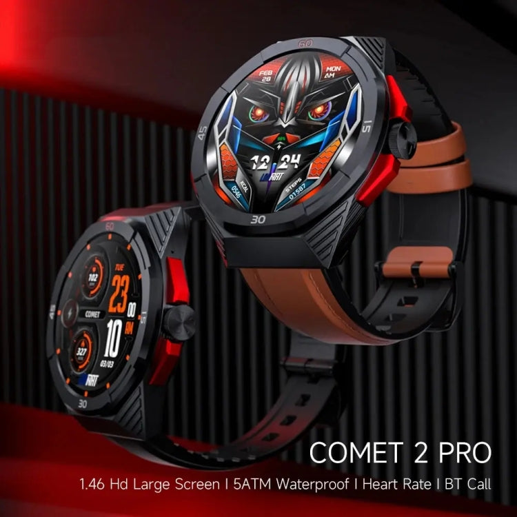 LOKMAT COMET2 PRO 1.46-Inch 5ATM Waterproof Bluetooth Call Smart Watch, Color: Black Leather - Smart Watches by LOKMAT | Online Shopping South Africa | PMC TechLife | Buy Now Pay Later Mobicred