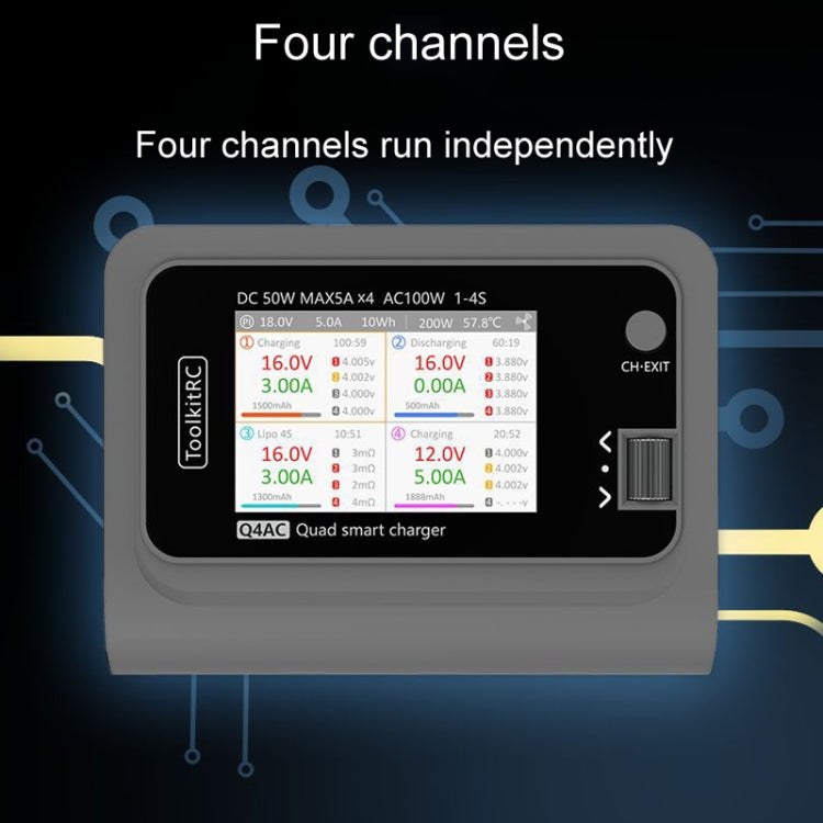 ToolkitRC Q4AC Four-Channel Airplanes And Drones Model Li-Po Battery Balance Charger(EU Plug) - free shipping - PMC Jewellery - Order now!