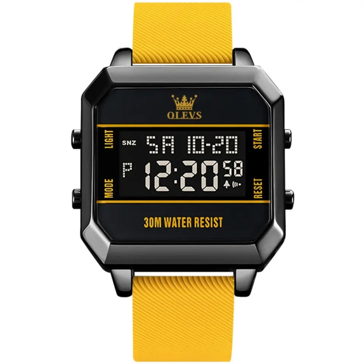 OLEVS 1103 Sports Multi-Function Square Intelligent Electronic Watch Waterproof Men Watch(Yellow) - Silicone Strap Watches by OLEVS | Online Shopping South Africa | PMC Jewellery | Buy Now Pay Later Mobicred