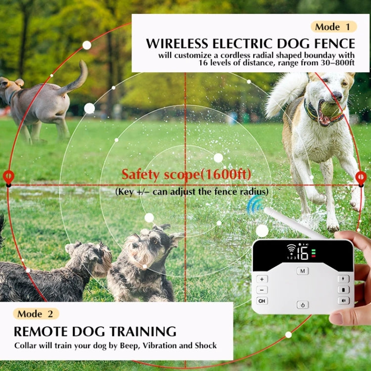 1 Drag 1 Pet Electronic Fence Wireless Stop Barker Outdoor Dog Collar Remote Control Dog Trainer(Gold) - Training Aids by PMC TechLife | Online Shopping South Africa | PMC TechLife | Buy Now Pay Later Mobicred