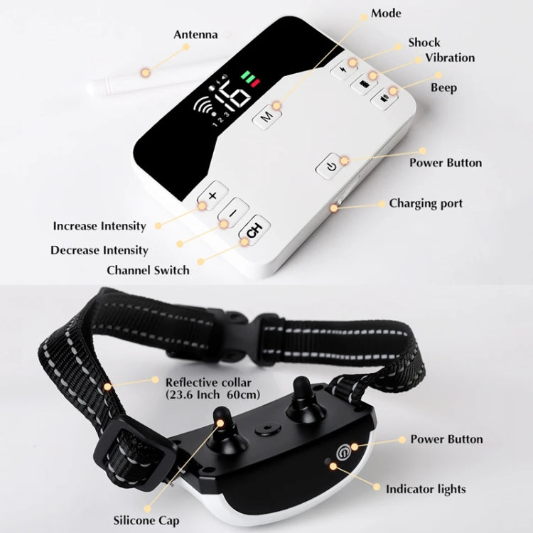 1 Drag 3 Pet Electronic Fence Wireless Stop Barker Outdoor Dog Collar Remote Control Dog Trainer(Gold) - Training Aids by PMC TechLife | Online Shopping South Africa | PMC TechLife | Buy Now Pay Later Mobicred