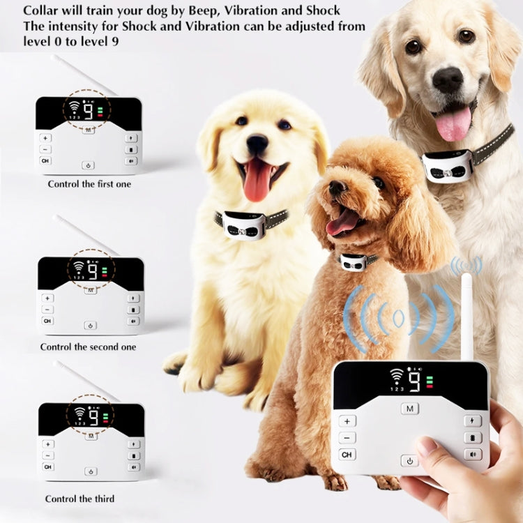 1 Drag 2 Pet Electronic Fence Wireless Stop Barker Outdoor Dog Collar Remote Control Dog Trainer(White) - Training Aids by PMC TechLife | Online Shopping South Africa | PMC TechLife | Buy Now Pay Later Mobicred