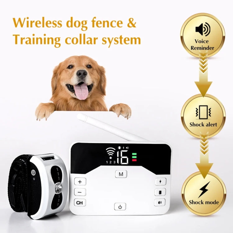 1 Drag 1 Pet Electronic Fence Wireless Stop Barker Outdoor Dog Collar Remote Control Dog Trainer(Gold) - Training Aids by PMC TechLife | Online Shopping South Africa | PMC TechLife | Buy Now Pay Later Mobicred