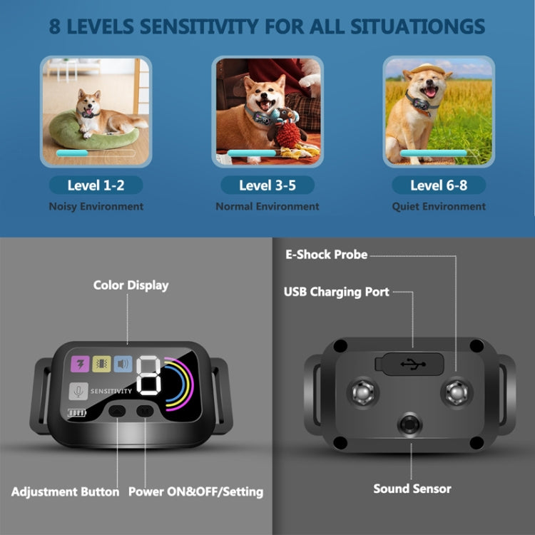 Color Screen Stop Bark Dog Trainer Anti Barking Pet Supplies(Dark Gray) - Training Aids by PMC TechLife | Online Shopping South Africa | PMC TechLife | Buy Now Pay Later Mobicred