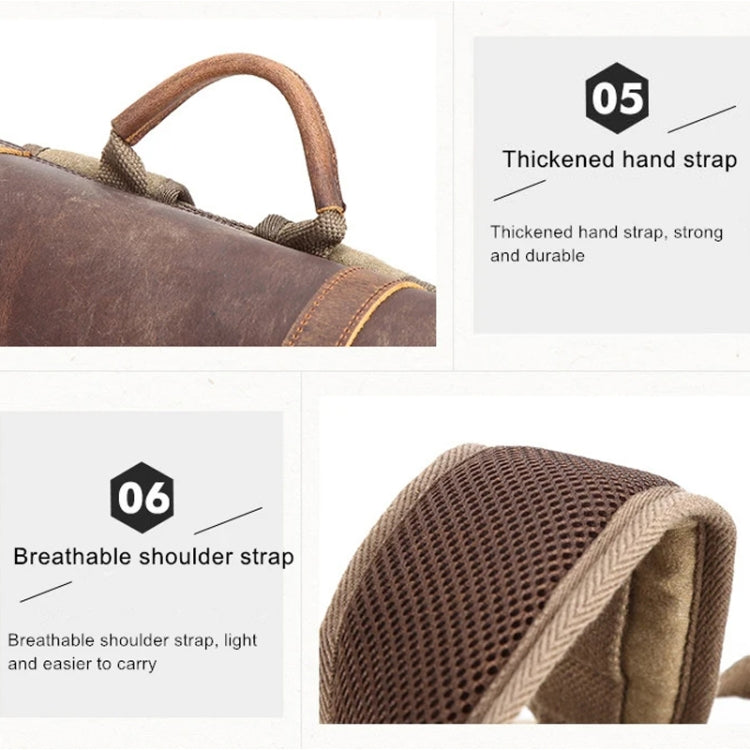 Vintage Camera Bag Waterproof  Canvas Backpack with Laptop Compartment Tripod Holder(Army Green) - Backpack by PMC TechLife | Online Shopping South Africa | PMC TechLife | Buy Now Pay Later Mobicred