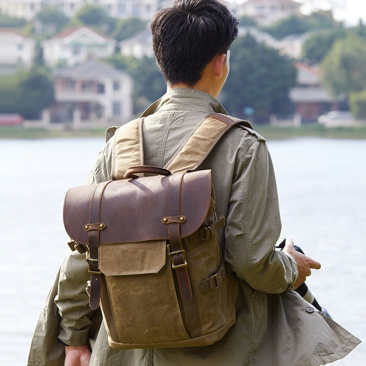 Vintage Camera Bag Waterproof  Canvas Backpack with Laptop Compartment Tripod Holder(Army Green) - Backpack by PMC TechLife | Online Shopping South Africa | PMC TechLife | Buy Now Pay Later Mobicred