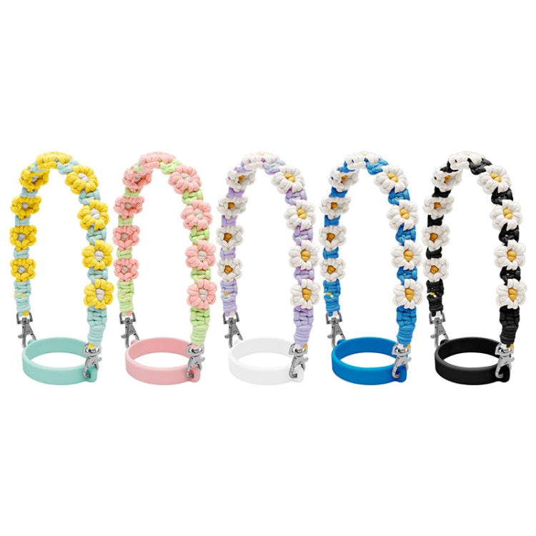 For 16-40oz Stanley Mug Lanyard Silicone Loop Boho Daisy Cute Flower Hand-Woven Mug Cover(Black) - Kettles by PMC TechLife | Online Shopping South Africa | PMC TechLife | Buy Now Pay Later Mobicred