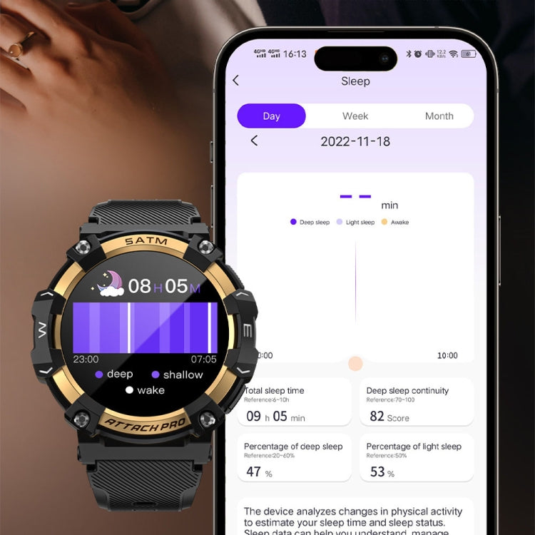 LOKMAT ATTACK 2 PRO 1.39-Inch 5ATM Waterproof Health Monitoring Bluetooth Smart Watch(Gold) - free shipping - PMC TechLife - Order now!