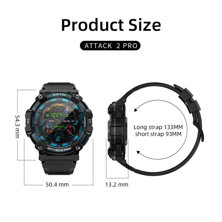 LOKMAT ATTACK 2 PRO 1.39-Inch 5ATM Waterproof Health Monitoring Bluetooth Smart Watch(Gray) - Smart Watches by LOKMAT | Online Shopping South Africa | PMC Jewellery | Buy Now Pay Later Mobicred