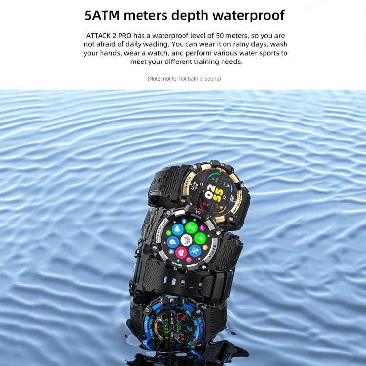 LOKMAT ATTACK 2 PRO 1.39-Inch 5ATM Waterproof Health Monitoring Bluetooth Smart Watch(Gold) - free shipping - PMC TechLife - Order now!