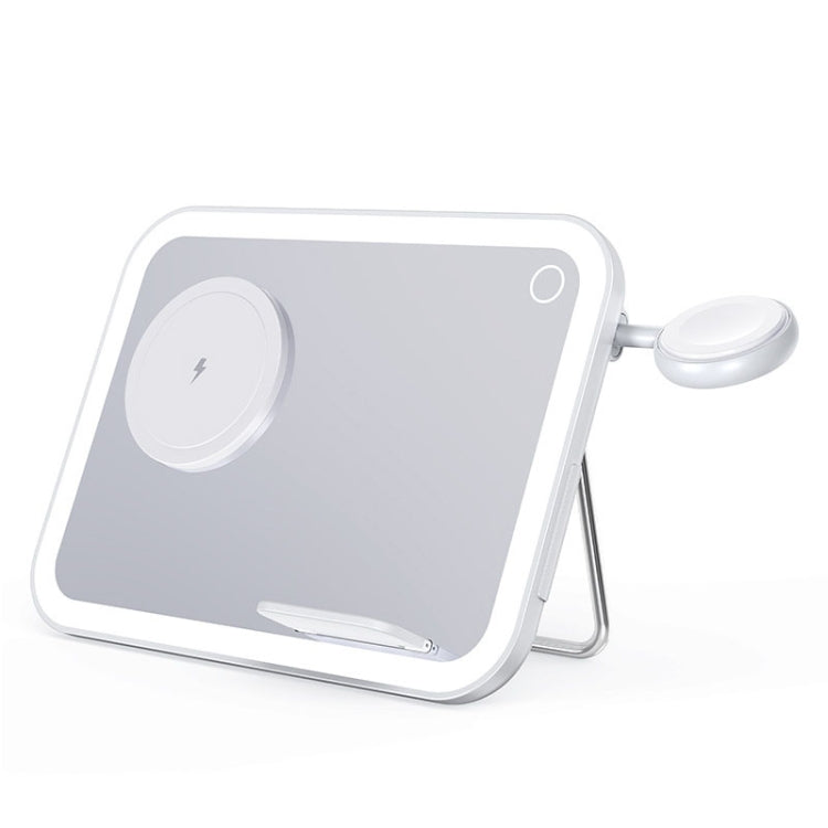 15W 3-in-1 MagSafe Magnetic Folding LED Makeup Mirror Night Light Wireless Charger(White) - Wireless Charger by PMC Jewellery | Online Shopping South Africa | PMC Jewellery | Buy Now Pay Later Mobicred