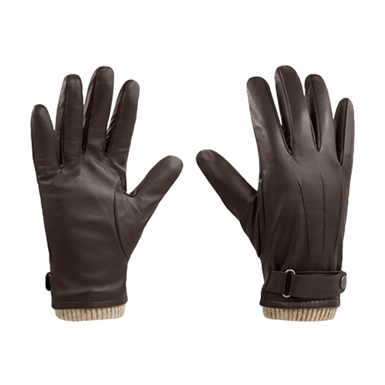 Autumn And Winter Padded Leather Gloves Business Simple Outdoor Sports Warm Gloves, Size: L(Brown) - Full Finger Gloves by PMC TechLife | Online Shopping South Africa | PMC TechLife | Buy Now Pay Later Mobicred