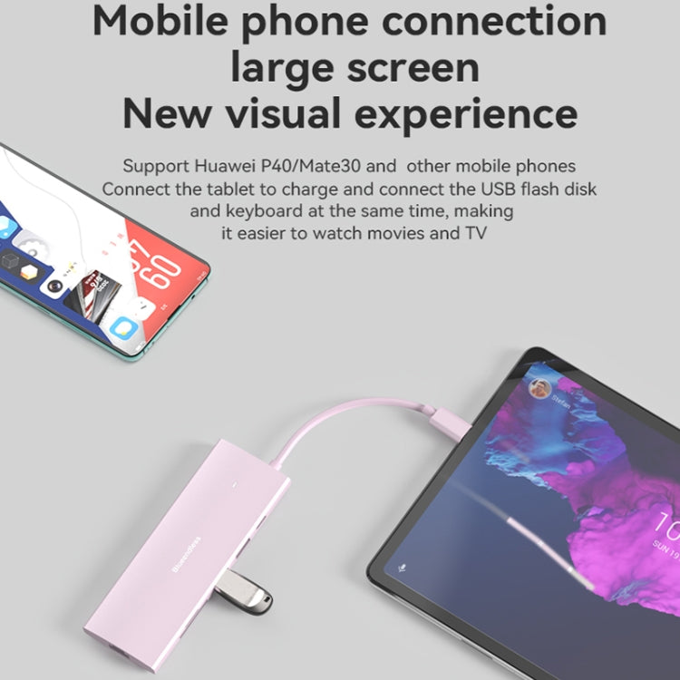 Blueendless 4K60Hz + Gigabit LAN + Data Type-C Docking Station, Spec: 6-in-1 Pink - free shipping - PMC Jewellery - Order now!