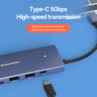 Blueendless 4K60Hz + Gigabit LAN + Data Type-C Docking Station, Spec: 9-in-1 Reading Card Blue - USB HUB by Blueendless | Online Shopping South Africa | PMC Jewellery | Buy Now Pay Later Mobicred