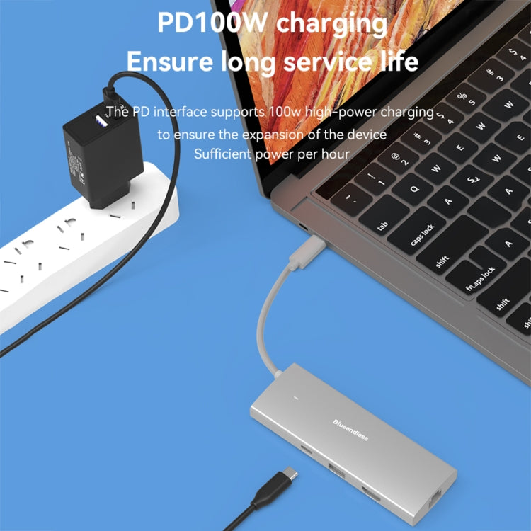 Blueendless 4K60Hz + Gigabit LAN + Data Type-C Docking Station, Spec: 6-in-1 Gray - free shipping - PMC Jewellery - Order now!