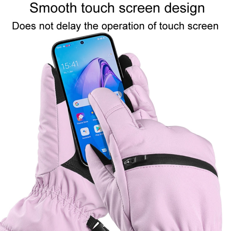 Winter Padded Ski Finger Gloves Outdoor Windproof Warm Sports Gloves, Size: L(Light Purple) - Full Finger Gloves by PMC TechLife | Online Shopping South Africa | PMC TechLife | Buy Now Pay Later Mobicred