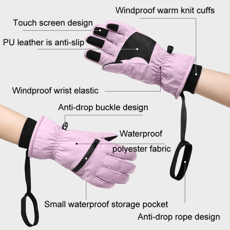 Winter Padded Ski Finger Gloves Outdoor Windproof Warm Sports Gloves, Size: L(Light Purple) - Full Finger Gloves by PMC TechLife | Online Shopping South Africa | PMC TechLife | Buy Now Pay Later Mobicred