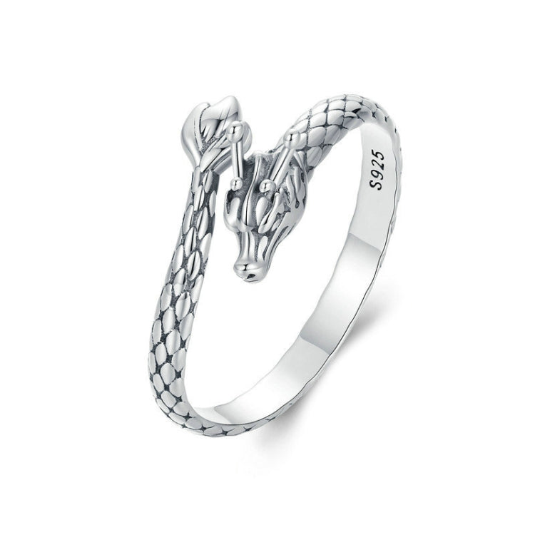 S925 Sterling Silver Dragon Vintage Winding Open Adjustable Ring(SCR1018-E) - Rings by PMC Jewellery | Online Shopping South Africa | PMC Jewellery | Buy Now Pay Later Mobicred