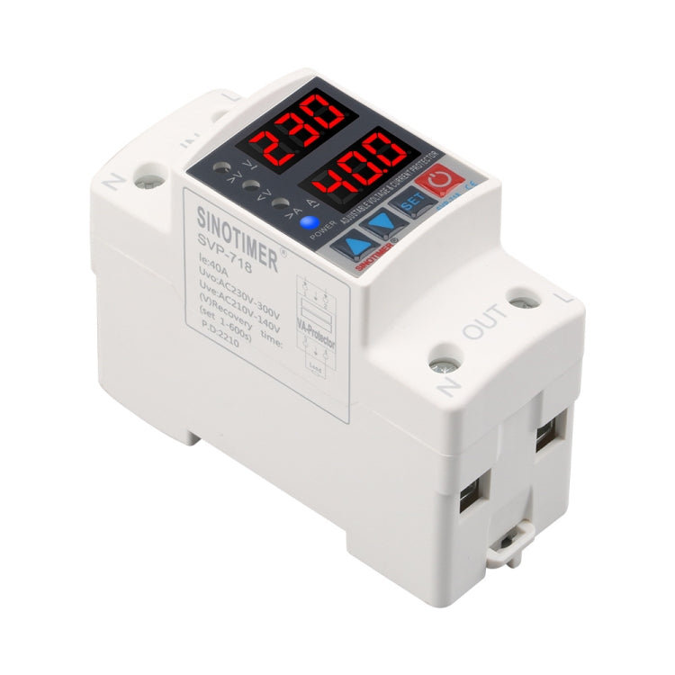 SINOTIMER SVP-718 40A Adjustable Self-resetting Intelligent Over-voltage and Under-voltage Protector 220V AC - free shipping - PMC TechLife - Order now!