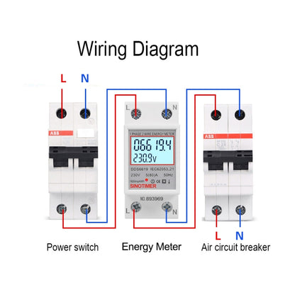 SINOTIMER  DDS6619 80A 230V Din Rail Single Phase Energy Meter Voltage Current Power Meter With Backlight - Other Tester Tool by SINOTIMER | Online Shopping South Africa | PMC Jewellery | Buy Now Pay Later Mobicred