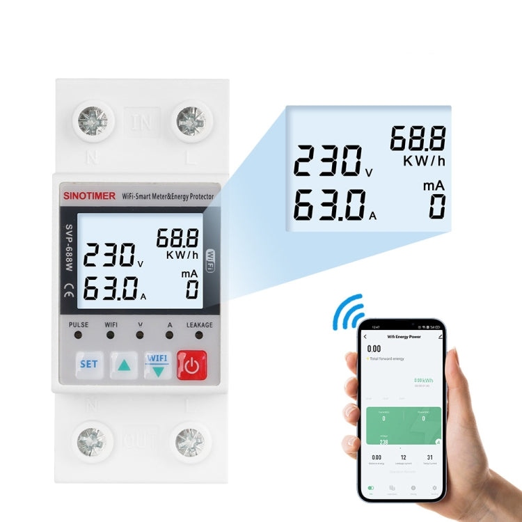 SINOTIMER SVP-688W-L  TUYA APP WiFi Smart Circuit Breaker Over Under Voltage Protector - Other Tester Tool by SINOTIMER | Online Shopping South Africa | PMC Jewellery | Buy Now Pay Later Mobicred