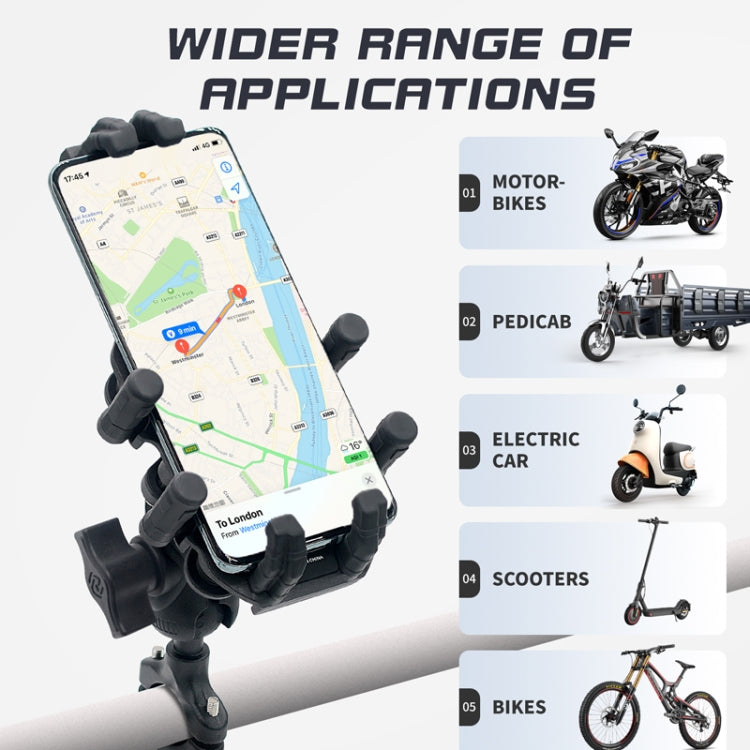 Outdoor Motorcycle Aluminum Alloy Shock-absorbing Mobile Phone Holder(Handlebar Model) - Holder by PMC Jewellery | Online Shopping South Africa | PMC Jewellery | Buy Now Pay Later Mobicred