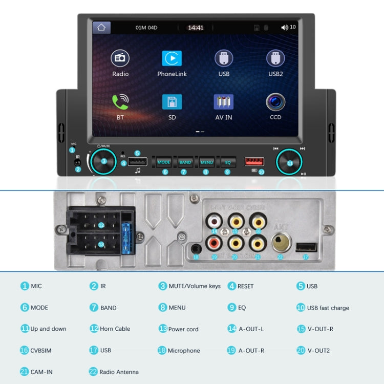 6.2 Inch MP5 Player Single Butt Universal Wired CarPlay Car Monitor, Model: Standard+AHD Camera - Car MP3 & MP4 & MP5 by PMC TechLife | Online Shopping South Africa | PMC TechLife | Buy Now Pay Later Mobicred