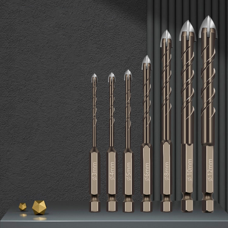 4mm Hexagonal Shank Spiral Flute Cross Alloy Drill Bits Glass Tile Four Edge Drivers - Drill & Drill Bits by PMC TechLife | Online Shopping South Africa | PMC TechLife | Buy Now Pay Later Mobicred