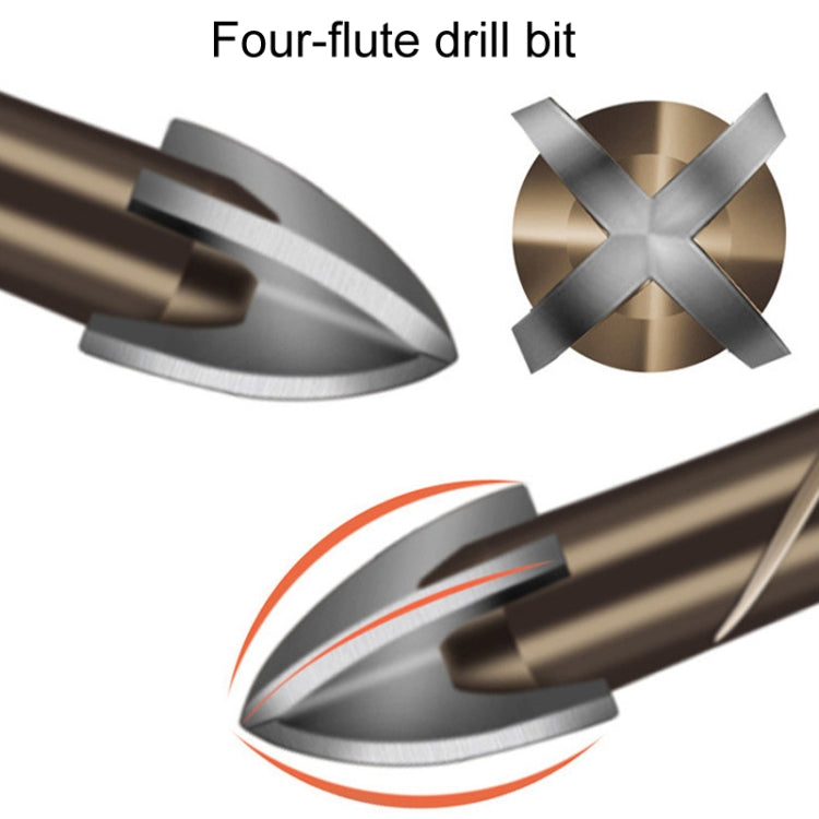 4mm Hexagonal Shank Spiral Flute Cross Alloy Drill Bits Glass Tile Four Edge Drivers - Drill & Drill Bits by PMC TechLife | Online Shopping South Africa | PMC TechLife | Buy Now Pay Later Mobicred