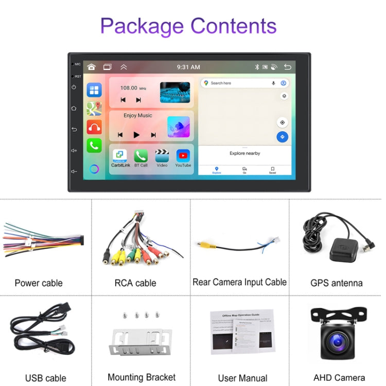 7inch Android 13.0 Dual Butt Universal Wireless Carplay Car Navigation Center Control All-In-One Monitor(Standard+AHD Camera) - Car MP3 & MP4 & MP5 by PMC TechLife | Online Shopping South Africa | PMC TechLife | Buy Now Pay Later Mobicred