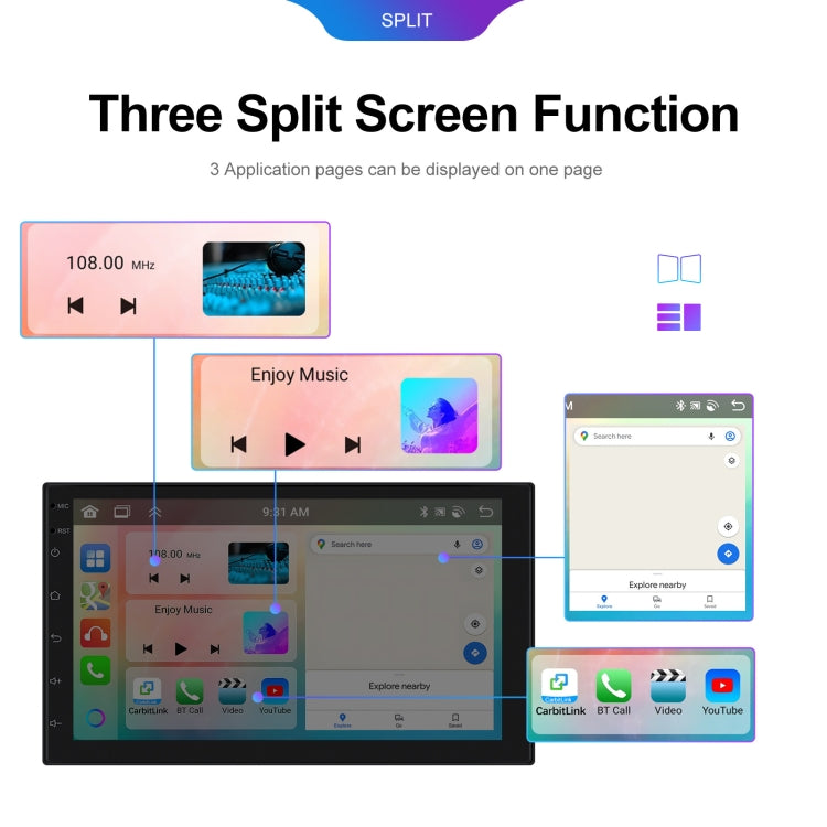 7inch Android 13.0 Dual Butt Universal Wireless Carplay Car Navigation Center Control All-In-One Monitor(Standard+AHD Camera) - Car MP3 & MP4 & MP5 by PMC TechLife | Online Shopping South Africa | PMC TechLife | Buy Now Pay Later Mobicred