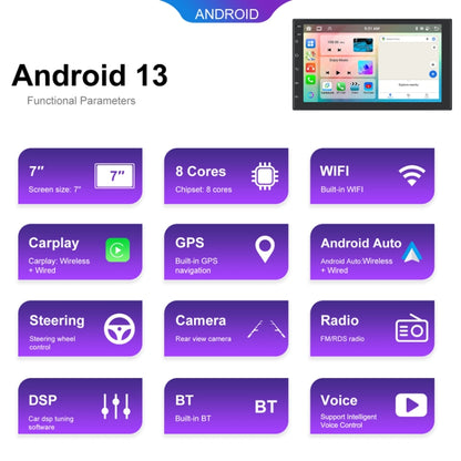 7inch Android 13.0 Dual Butt Universal Wireless Carplay Car Navigation Center Control All-In-One Monitor(Standard+AHD Camera) - Car MP3 & MP4 & MP5 by PMC Jewellery | Online Shopping South Africa | PMC Jewellery | Buy Now Pay Later Mobicred