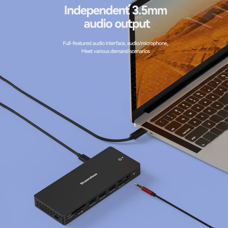 Blueendless 12-In-1 HD Multifunctional Docking Station 10Gbps Splitter With Switch(8K+4K HDMI x 2) - USB HUB by Blueendless | Online Shopping South Africa | PMC Jewellery | Buy Now Pay Later Mobicred