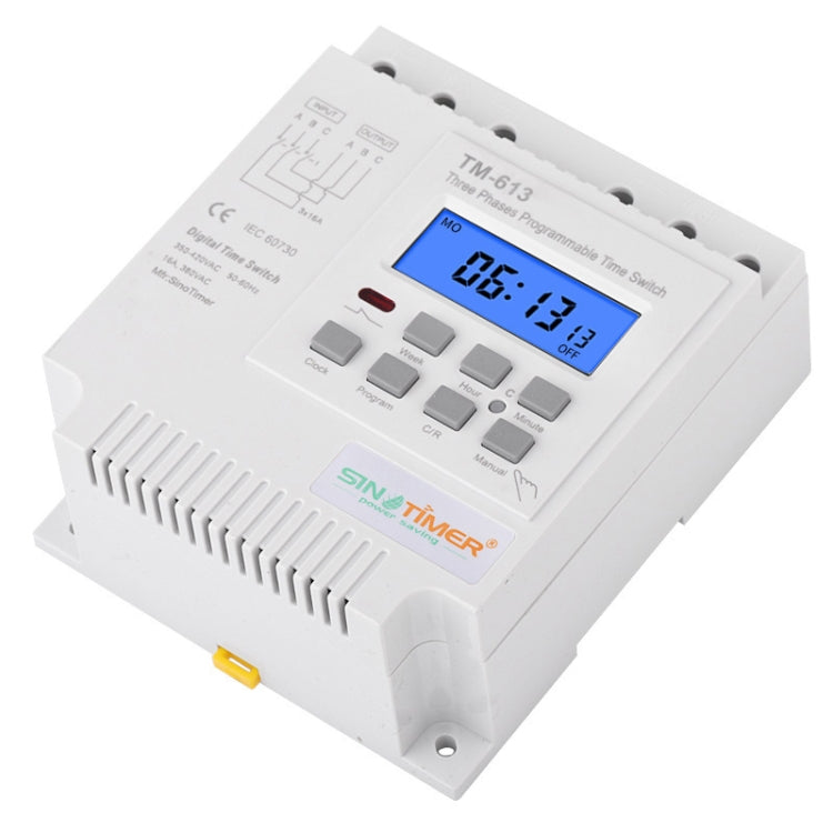 SINOTIMER TM613 380V 16A Three-Phase Programmable Time Switch With Backlight - Switch by SINOTIMER | Online Shopping South Africa | PMC Jewellery | Buy Now Pay Later Mobicred