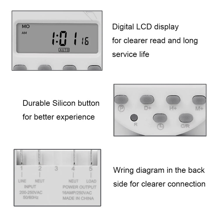 SINOTIMER  CN101A  5V  16A Digital LCD Timer Switch Programmable Timer Controller - Switch by SINOTIMER | Online Shopping South Africa | PMC TechLife | Buy Now Pay Later Mobicred