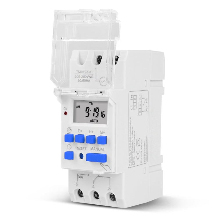 SINOTIMER TM919A-2 220V 16A Din Rail Mount Digital Timer Switch Microcomputer Weekly Programmable Time Relay Control - Switch by SINOTIMER | Online Shopping South Africa | PMC Jewellery | Buy Now Pay Later Mobicred