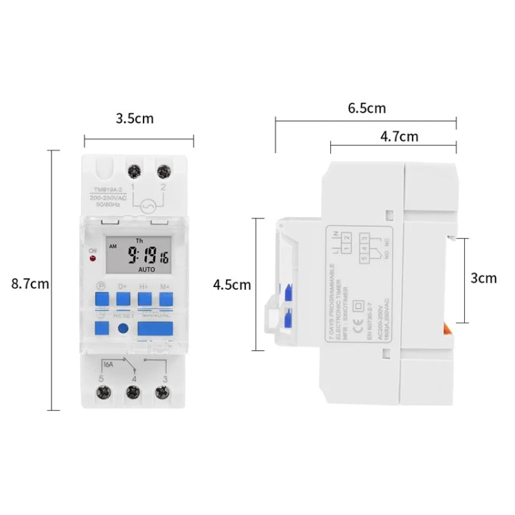 T SINOTIMER TM919A-5V 16A Din Rail Mount Digital Timer Switch Microcomputer Weekly Programmable Time Relay Control - Switch by SINOTIMER | Online Shopping South Africa | PMC Jewellery | Buy Now Pay Later Mobicred