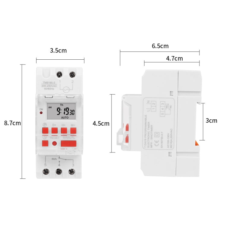 SINOTIMER TM919BK 85-265V AC 30A Programmable Digital Timer Switch Automatic Cycle Timing Controller - Switch by SINOTIMER | Online Shopping South Africa | PMC Jewellery | Buy Now Pay Later Mobicred