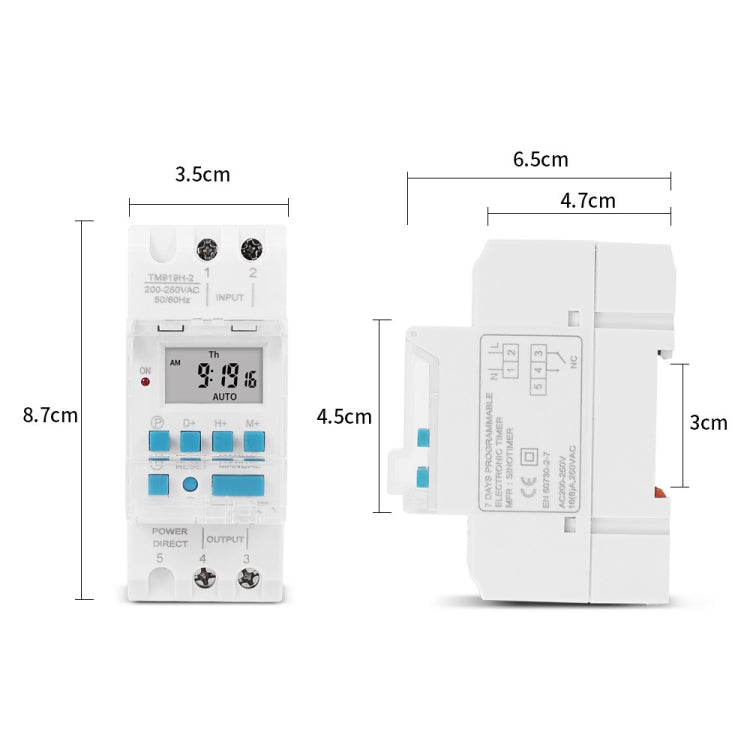 SINOTIMER TM919H-2 220V 16A DIN Rail 4 Pins Voltage Output Digital Switch Timer Automatic Cycle Timing Controller - Switch by SINOTIMER | Online Shopping South Africa | PMC Jewellery | Buy Now Pay Later Mobicred