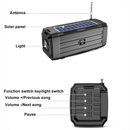 BDL-187 LED Light Solar Wireless Bluetooth Speaker Portable Outdoor Camping FM Radio(Black) - Radio Player by PMC Jewellery | Online Shopping South Africa | PMC Jewellery | Buy Now Pay Later Mobicred