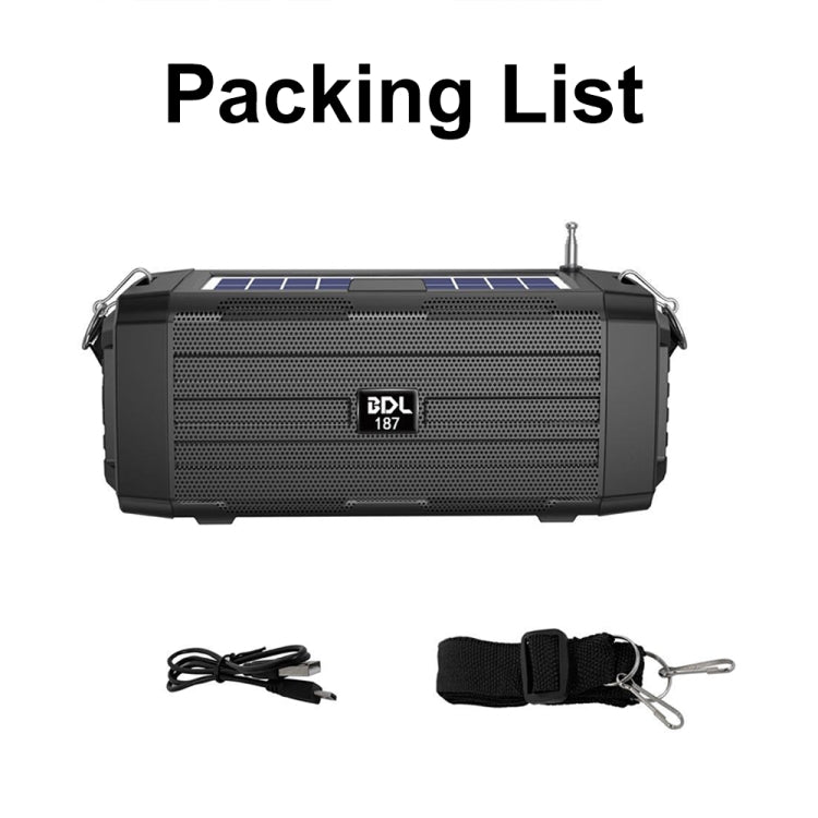 BDL-187 LED Light Solar Wireless Bluetooth Speaker Portable Outdoor Camping FM Radio(Black) - Radio Player by PMC Jewellery | Online Shopping South Africa | PMC Jewellery | Buy Now Pay Later Mobicred