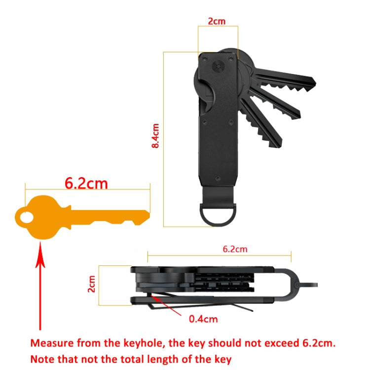 Compact Key Organizer Metal Key Chain Can Hold 2-6 Keys Wood Grain - Key Rings by PMC Jewellery | Online Shopping South Africa | PMC Jewellery | Buy Now Pay Later Mobicred