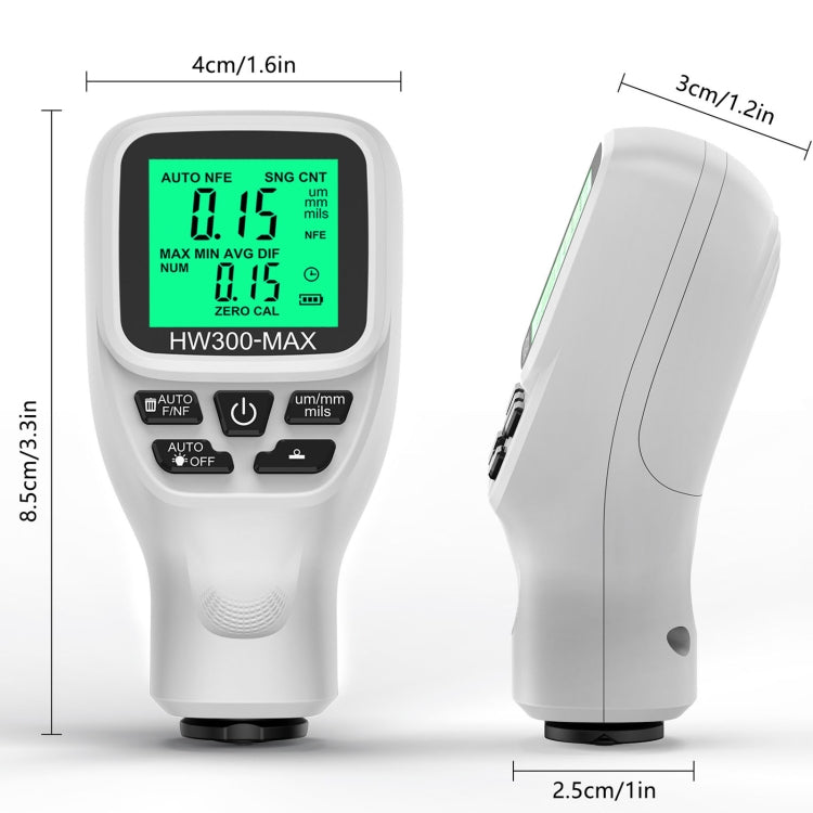 HW300-MAX Coating Thickness Gauge Anti-skid Paint Film Tester(White) - Coating Thickness Gauge by PMC Jewellery | Online Shopping South Africa | PMC Jewellery | Buy Now Pay Later Mobicred