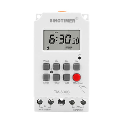 SINOTIMER TM630S-2 220V 30A Timer Switch 1 Second Interval Weekly Programmable Time Relay - Switch by SINOTIMER | Online Shopping South Africa | PMC Jewellery | Buy Now Pay Later Mobicred