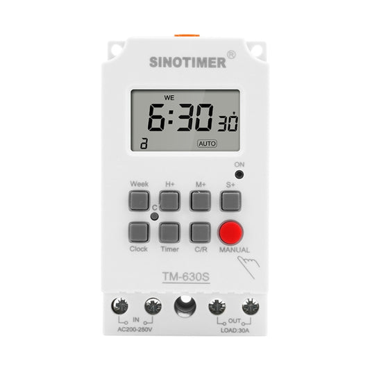 SINOTIMER TM630S-K 85-265V AC 30A Timer Switch 1 Second Interval Weekly Programmable Time Relay - Switch by SINOTIMER | Online Shopping South Africa | PMC Jewellery | Buy Now Pay Later Mobicred