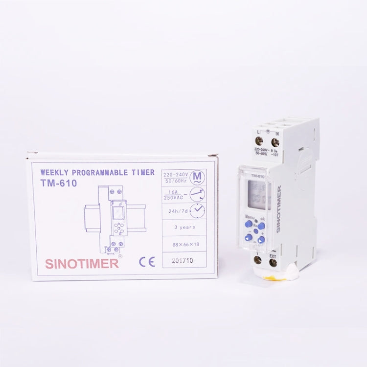 SINOTIMER TM610-2 220V 18mm Width Weekly Programmable Digital Timer Switch - Switch by SINOTIMER | Online Shopping South Africa | PMC Jewellery | Buy Now Pay Later Mobicred