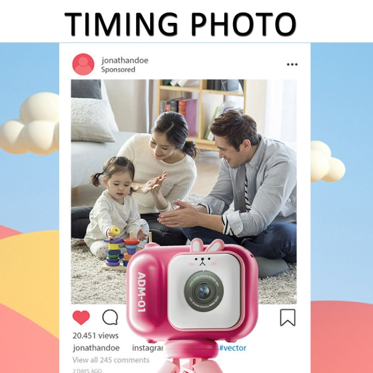 2.4 Inch IPS Screen 48MP Dual Lens Kids Digital Camera Mini Video Camera With 64G TF Card Pink Bunny - free shipping - PMC TechLife - Order now!
