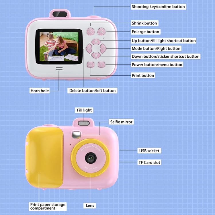 2.4-Inch Smart Digital Kids Thermal Printing Camera With Printing Paper, Color: 503AF Blue Focus - free shipping - PMC TechLife - Order now!