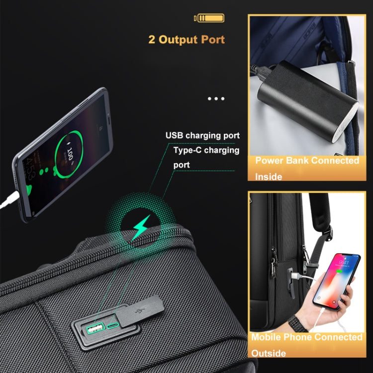 Bopai 61-51011 Large-Capacity Waterproof Business Laptop Backpack With USB+Type-C Port(Black) - free shipping - PMC Jewellery - Order now!